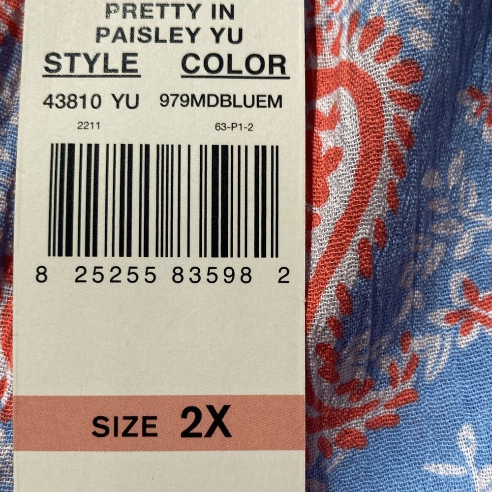 Hearts of Palm short paisley floral print pull on short cotton casual boho 2X - Picture 8 of 14